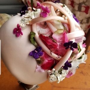 Vintage Satin Pastel Pink With Flowers - 1960's